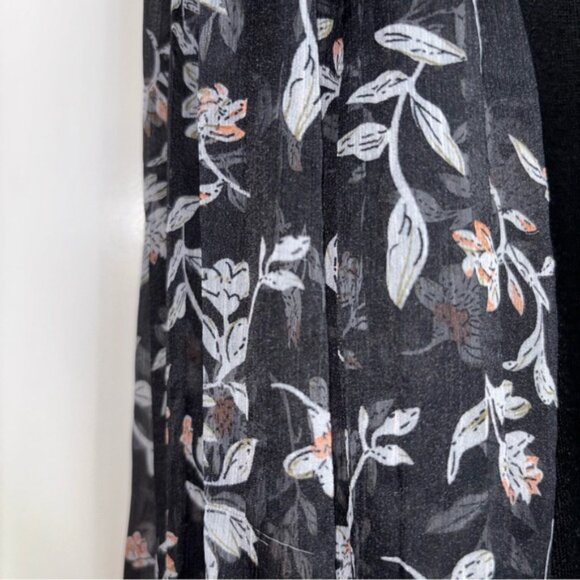 Adrianna Papell Women’s XL Black Knit Top Semi Sheer Balloon Sleeves Floral - Picture 9 of 10